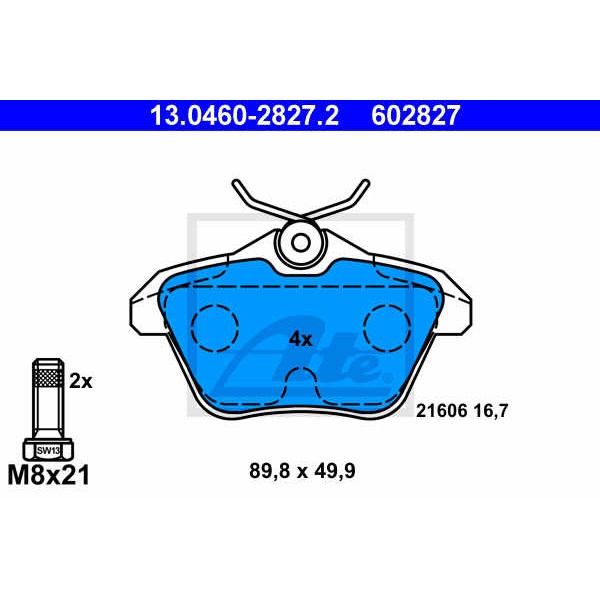 Слика на плочки ATE 13.0460-2827.2 за Alfa Romeo 166 Sedan 2.4 JTD (936A2B__) - 140 коњи дизел