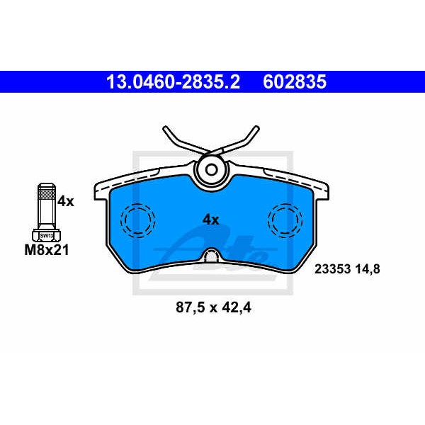 Слика на плочки ATE 13.0460-2835.2 за Ford Fiesta 6 1.4 TDCi - 70 коњи дизел