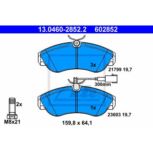 Слика на плочки ATE 13.0460-2852.2 за Citroen Relay BOX 2301 2.8 HDi - 128 коњи дизел