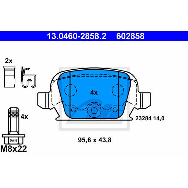 Слика на плочки ATE 13.0460-2858.2 за Opel Corsa C Box 1.4 - 90 коњи бензин