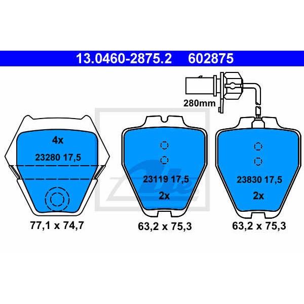 Слика на плочки ATE 13.0460-2875.2 за VW Passat 5 Sedan (3b3) 4.0 W8 4motion - 275 коњи бензин