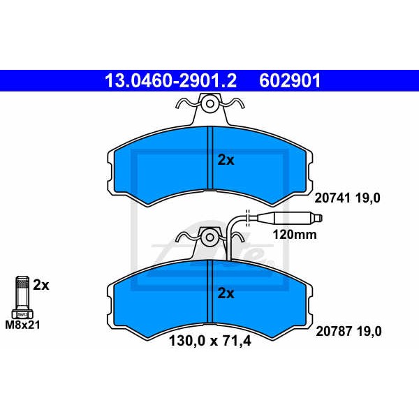 Слика на плочки ATE 13.0460-2901.2 за Peugeot J5 Platform (290L) 2.5 D - 73 коњи дизел