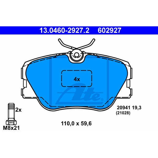 Слика на плочки ATE 13.0460-2927.2 за Mercedes E-class Convertible (a124) E 220 (124.062) - 150 коњи бензин