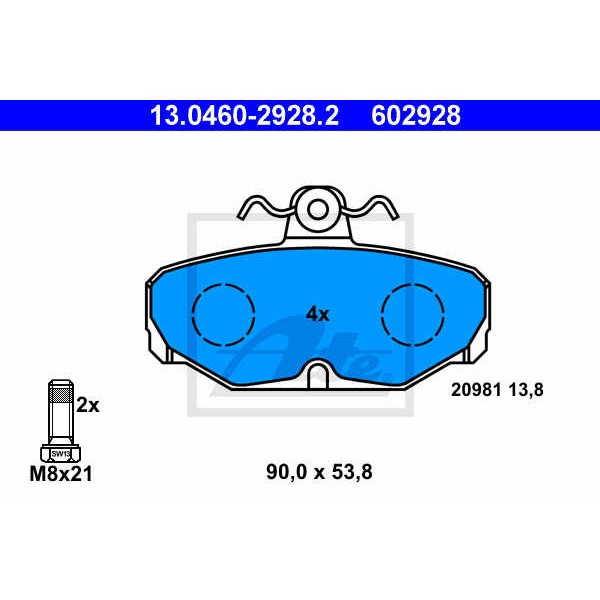 Слика на плочки ATE 13.0460-2928.2 за Ford Granada MK 3 (gae,gge) 2.5 TD - 115 коњи дизел