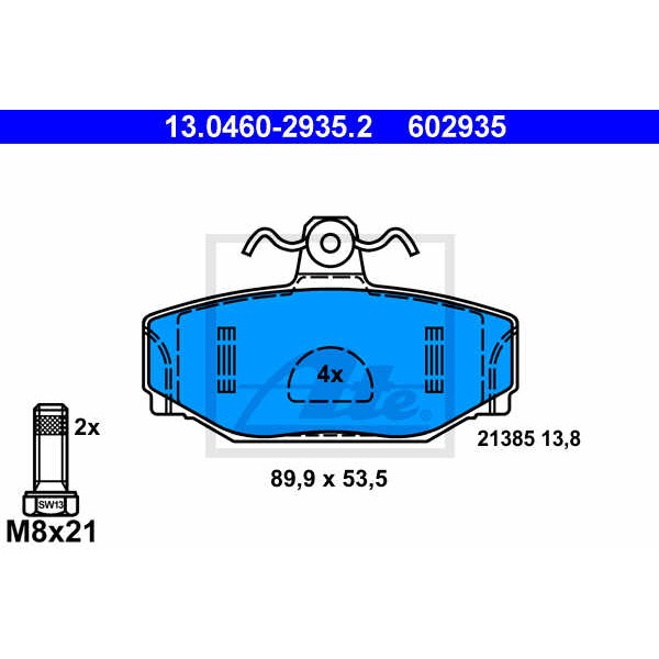 Слика на плочки ATE 13.0460-2935.2 за Volvo 740 Estate (745) 2.0 - 112 коњи бензин