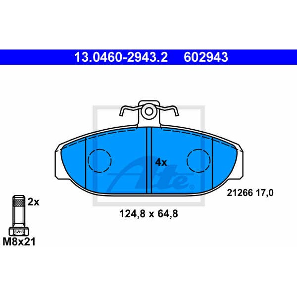 Слика на плочки ATE 13.0460-2943.2 за Volvo 740 Estate (745) 2.0 - 112 коњи бензин