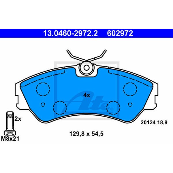 Слика на плочки ATE 13.0460-2972.2 за VW Transporter T4 Box 1.9 D - 60 коњи дизел