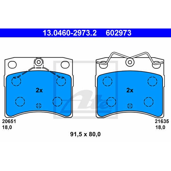 Слика на плочки ATE 13.0460-2973.2 за VW Transporter T4 Box 1.9 D - 60 коњи дизел