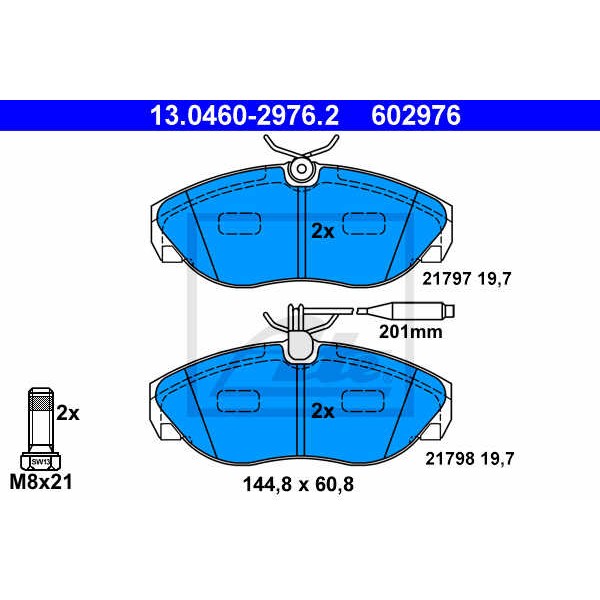 Слика на плочки ATE 13.0460-2976.2 за Citroen Relay BUS 230p 2.5 D - 86 коњи дизел