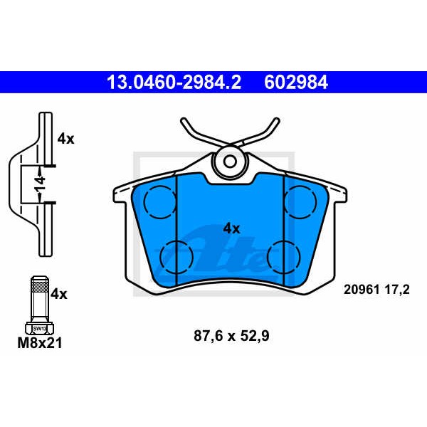 Слика на плочки ATE 13.0460-2984.2 за VW Golf 3 Cabriolet (1E7) 1.9 TDI - 90 коњи дизел