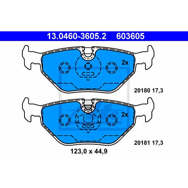 Слика на плочки ATE 13.0460-3605.2 за BMW 3 Compact E46 316 ti - 115 коњи бензин