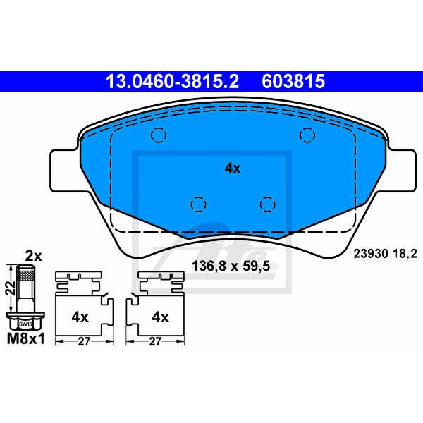 Слика на плочки ATE 13.0460-3815.2 за Renault Megane 2 Grandtour 1.9 dCi - 131 коњи дизел