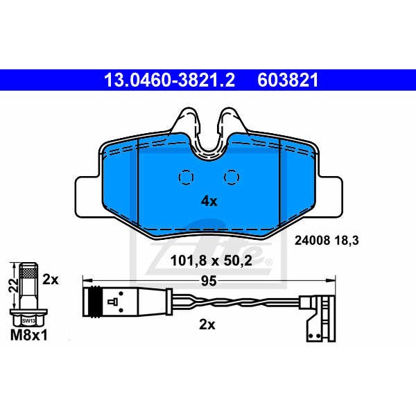 Слика на плочки ATE 13.0460-3821.2 за Mercedes Vito BUS (w639) 126 - 258 коњи бензин