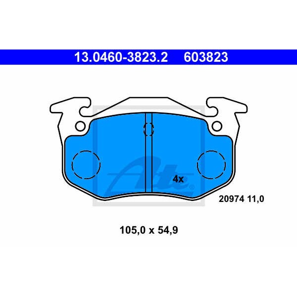 Слика на плочки ATE 13.0460-3823.2 за Citroen Xsara Coupe N0 2.0 i 16V - 163 коњи бензин