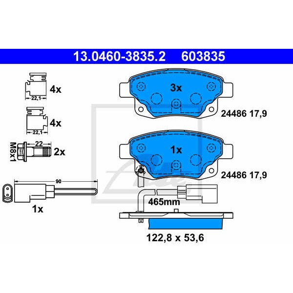 Слика на плочки ATE 13.0460-3835.2 за Ford Transit BOX 2.2 TDCi [RWD] - 136 коњи дизел