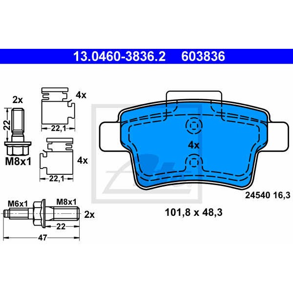 Слика на плочки ATE 13.0460-3836.2 за Citroen C4 Grand Picasso UA 1.6 HDi 110 - 112 коњи дизел