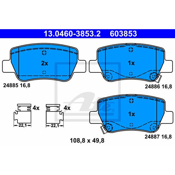 Слика на плочки ATE 13.0460-3853.2 за Toyota Avensis Saloon (T27) 2.0 D-4D - 126 коњи дизел