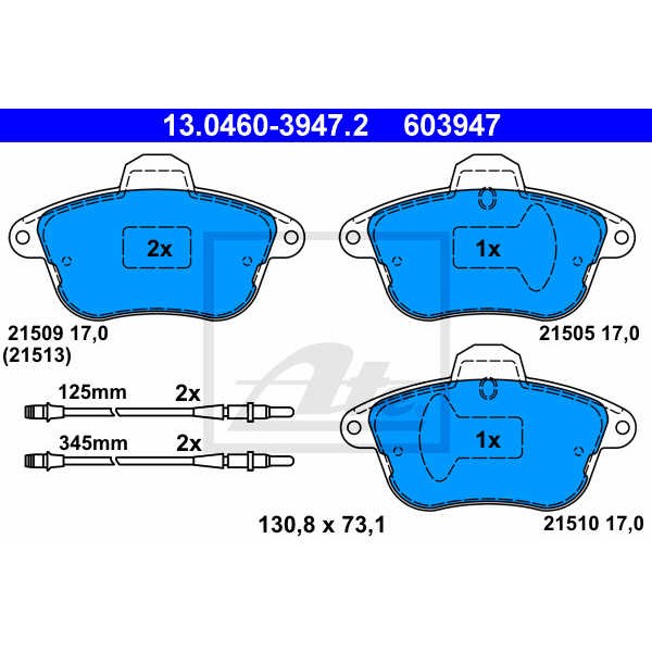 Слика на плочки ATE 13.0460-3947.2 за Citroen XM Y3 Hatchback 3.0 V6 24V - 200 коњи бензин