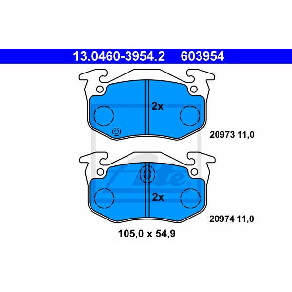 Слика на плочки ATE 13.0460-3954.2 за Peugeot 306 Estate 1.8 16V - 110 коњи бензин