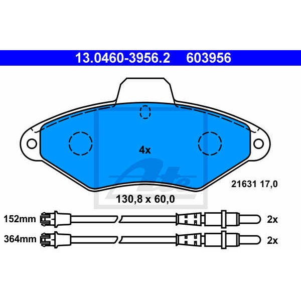 Слика на плочки ATE 13.0460-3956.2 за Citroen Xantia X1 1.9 D - 68 коњи дизел