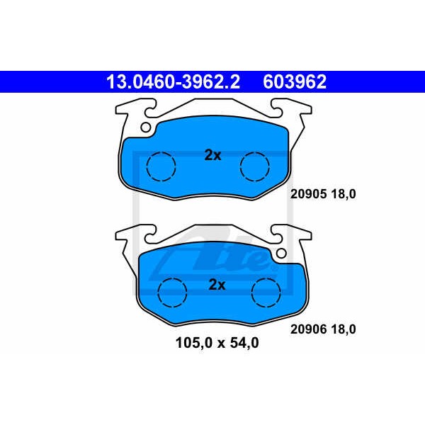 Слика на плочки ATE 13.0460-3962.2 за Peugeot 106 (1A,1C) 1.4 D - 50 коњи дизел