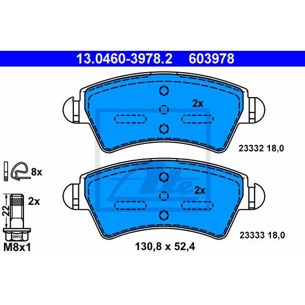 Слика на плочки ATE 13.0460-3978.2 за Citroen Xsara Break N2 1.6 i - 88 коњи бензин