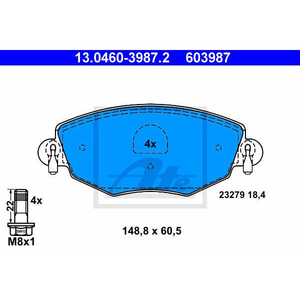 Слика на плочки ATE 13.0460-3987.2 за Ford Mondeo 3 Clipper (BWY) 2.5 V6 24V - 170 коњи бензин