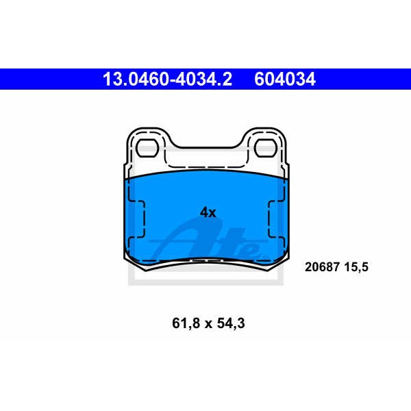 Слика на плочки ATE 13.0460-4034.2 за Mercedes C-class Saloon (w202) C 200 (202.020) - 136 коњи бензин