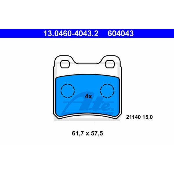 Слика на плочки ATE 13.0460-4043.2 за Opel Vectra A 2.0 i 16V 4x4 - 136 коњи бензин