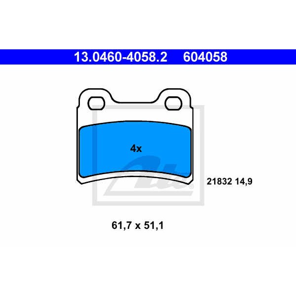 Слика на плочки ATE 13.0460-4058.2 за Ford Escort 5 Break (gal,avl) 1.8 D - 60 коњи дизел