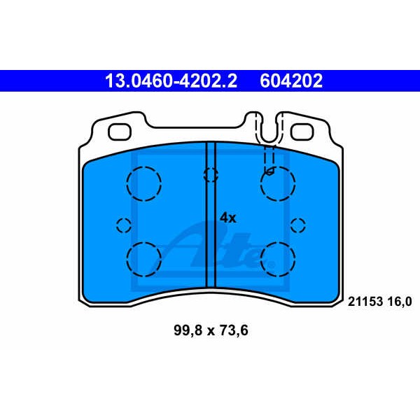 Слика на плочки ATE 13.0460-4202.2 за Mercedes E-class (w124) 320 E (124.032) - 220 коњи бензин