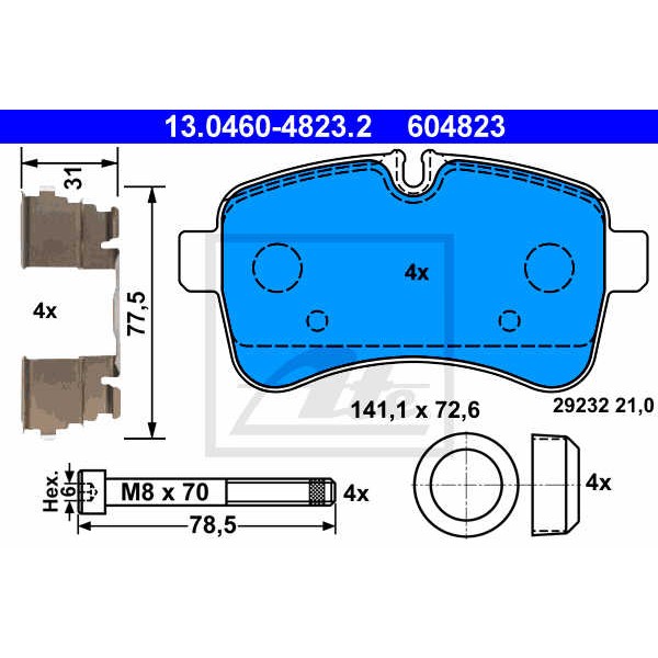 Слика на плочки ATE 13.0460-4823.2 за камион Iveco Daily 2006 Platform 29L10 - 95 коњи дизел