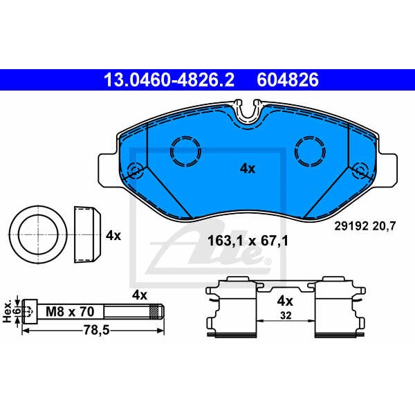 Слика на плочки ATE 13.0460-4826.2 за Mercedes Viano (w639) CDI 2.2 - 150 коњи дизел