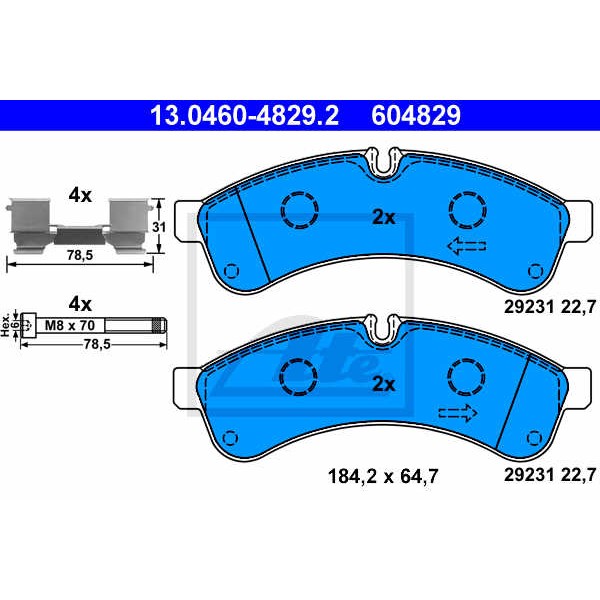 Слика на плочки ATE 13.0460-4829.2 за камион Iveco Daily 2006 Platform 65C14, 65C14 /P - 140 коњи дизел