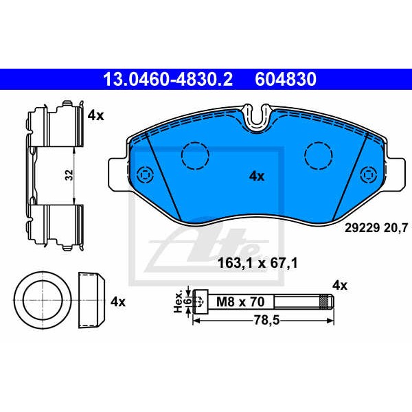 Слика на плочки ATE 13.0460-4830.2 за камион Iveco Daily 2006 Platform 29L10 - 95 коњи дизел