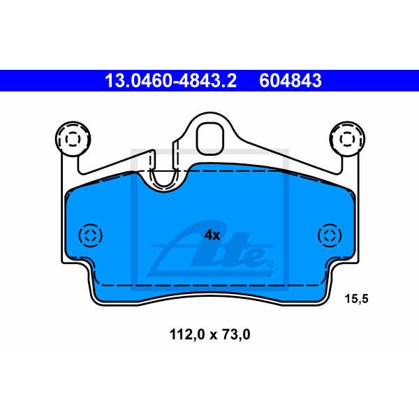 Слика на плочки ATE 13.0460-4843.2 за Porsche 911 Convertible (997) 3.6 Carrera - 329 коњи бензин