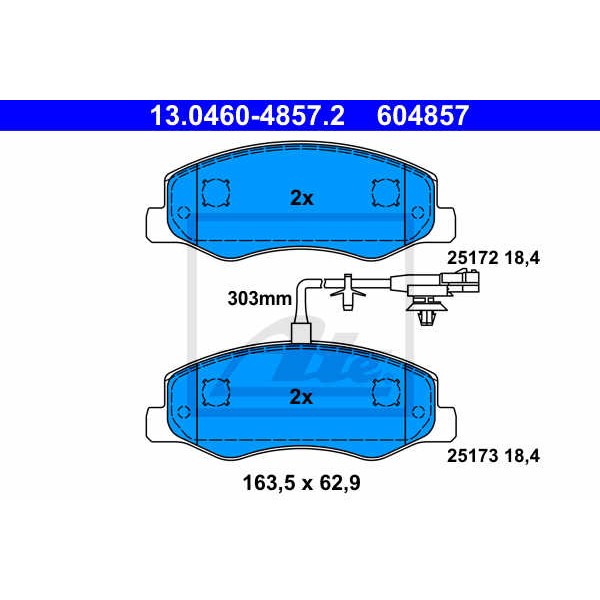 Слика на плочки ATE 13.0460-4857.2 за Opel Movano B Bus 2.3 CDTI - 136 коњи дизел