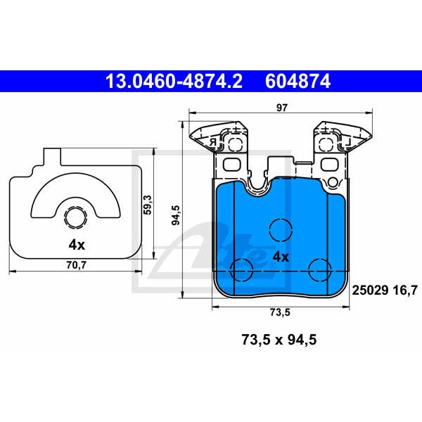 Слика на плочки ATE 13.0460-4874.2 за BMW 3 Gran Turismo F34 325 d - 211 коњи дизел