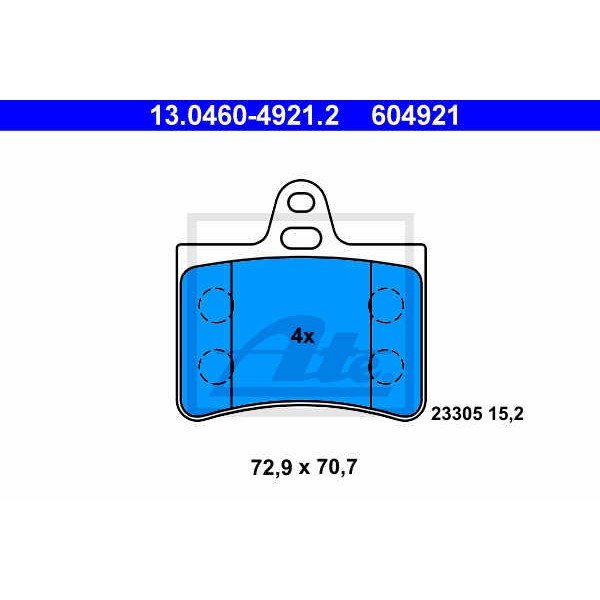 Слика на плочки ATE 13.0460-4921.2 за Citroen C5 DC Hatchback 2.0 HDi (DCRHYB) - 90 коњи дизел