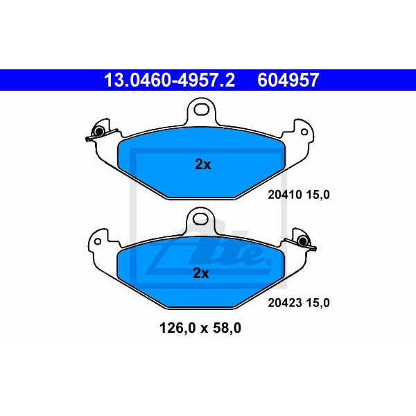 Слика на плочки ATE 13.0460-4957.2 за Renault Laguna (B56,556) 2.0 16V (B56D/M) - 139 коњи бензин