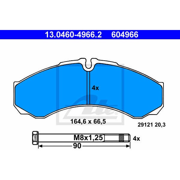 Слика на плочки ATE 13.0460-4966.2 за камион Iveco Daily 1 Box 35-10 (12974212, 12974217, 12974417) - 92 коњи дизел