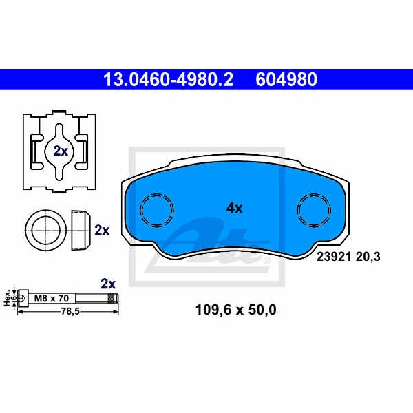 Слика на плочки ATE 13.0460-4980.2 за Citroen Relay BOX 2301 2.0 4x4 - 109 коњи бензин