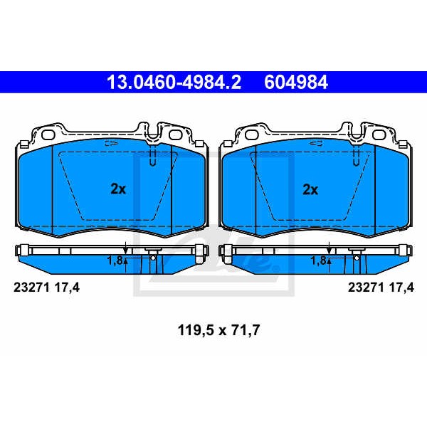 Слика на плочки ATE 13.0460-4984.2 за Mercedes ML-class (w163) ML 400 CDI (163.128) - 250 коњи дизел