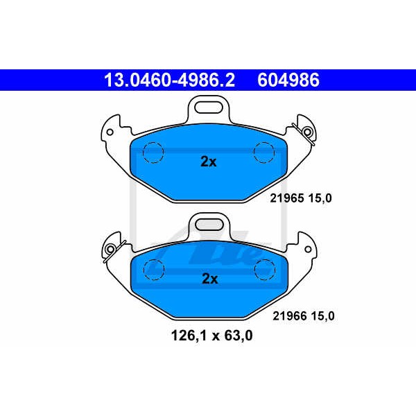 Слика на плочки ATE 13.0460-4986.2 за Renault Laguna (B56,556) 2.0 16V (B56D/M) - 139 коњи бензин