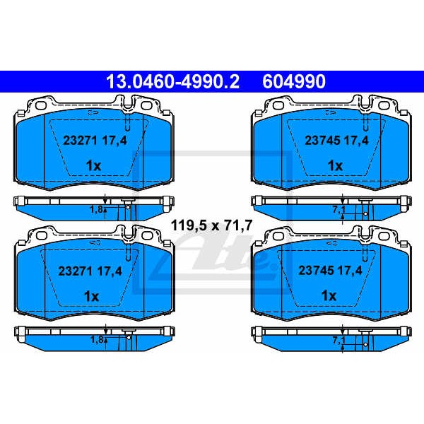 Слика на плочки ATE 13.0460-4990.2 за Mercedes CLK Convertible (a209) CLK 350 (209.456) - 272 коњи бензин