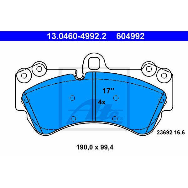 Слика на плочки ATE 13.0460-4992.2 за Porsche Cayenne (955, 9PA) Turbo S 4.8 - 550 коњи бензин