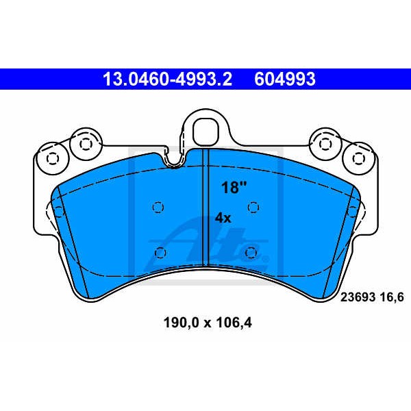 Слика на плочки ATE 13.0460-4993.2 за Porsche Cayenne (955, 9PA) 3.0 TDI - 240 коњи дизел