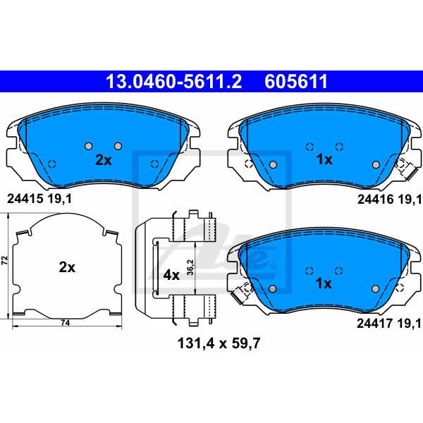 Слика на плочки ATE 13.0460-5611.2 за Opel Insignia Sports Tourer 1.6 - 116 коњи бензин