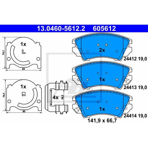 Слика на плочки ATE 13.0460-5612.2 за CHEVROLET MALIBU Sedan 2.0 D - 160 коњи дизел