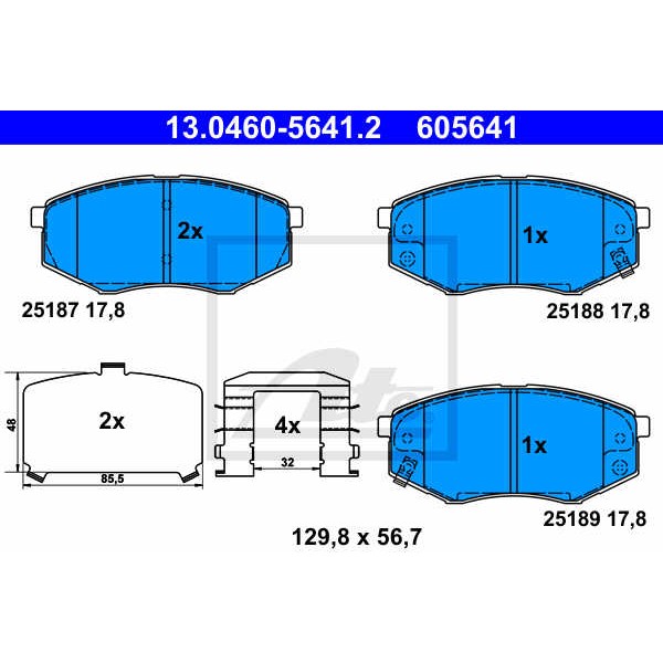 Слика на плочки ATE 13.0460-5641.2 за Hyundai ix20 (JC) 1.4 CRDi - 78 коњи дизел